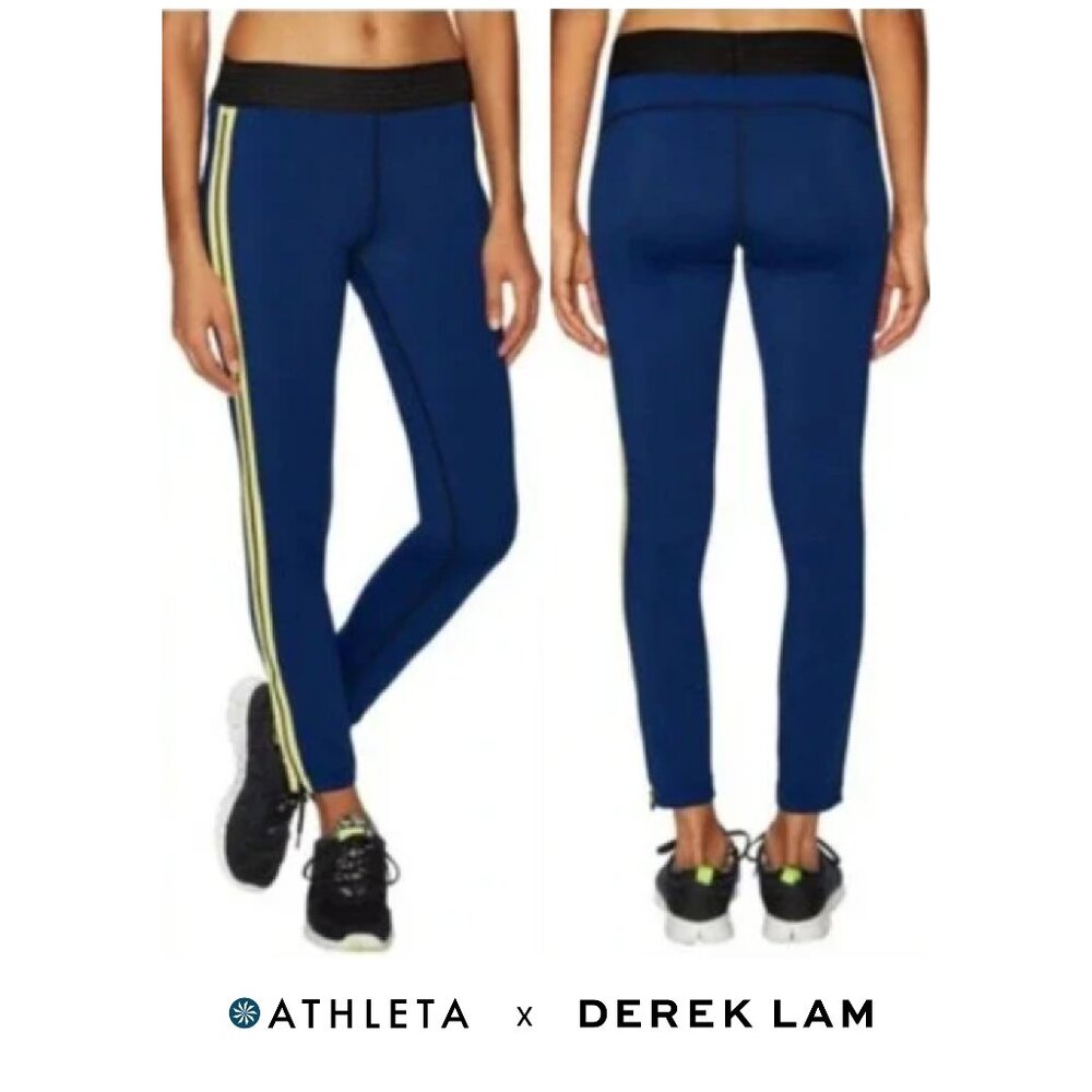 Athleta x Derek Lam Blue Yellow Stripe 7/8 Leggings